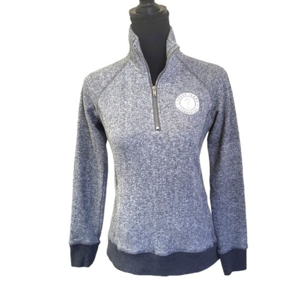 EUC Guess Jeans women's track sheer 1/3 zip sweatshirt jacket top, M grey